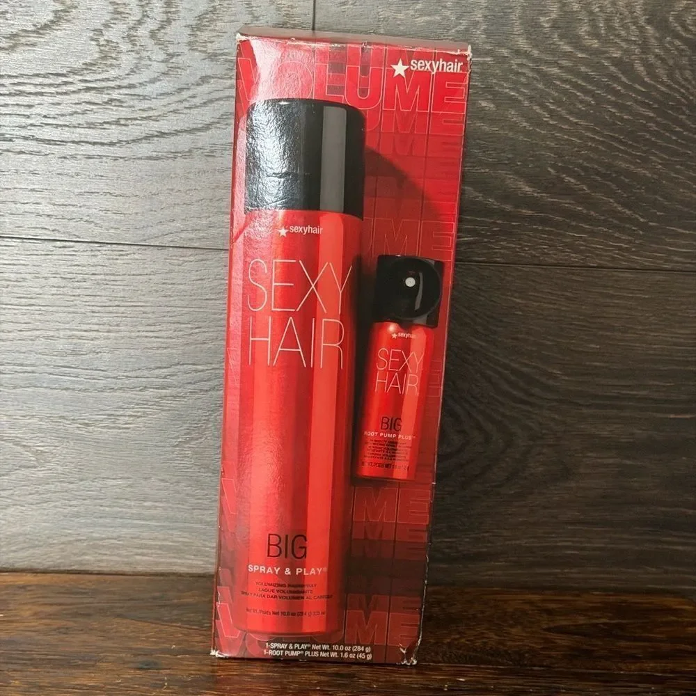 Sexy Hair Big Spray & Play + Root Pump + Bliss Blowout Brush Bundle. New!